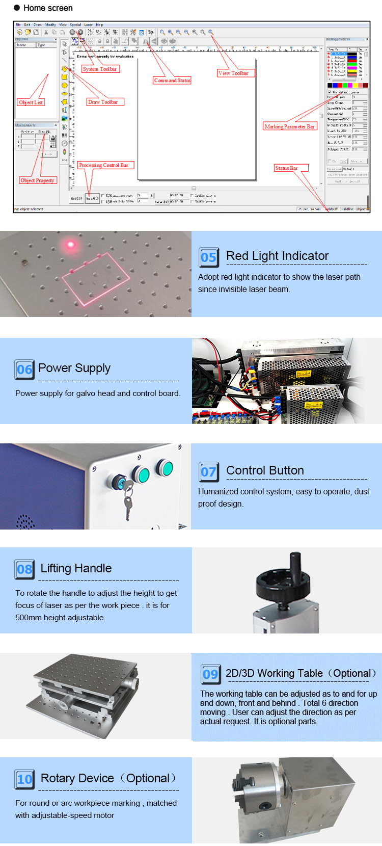 Deep Marker 20W 30W 50W Fiber Laser Marking Machine For Jewelry Engraving Cutting