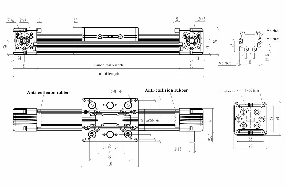 Customized stroke 50-4000mm xyz 3-axis CNC gantry robot linear module