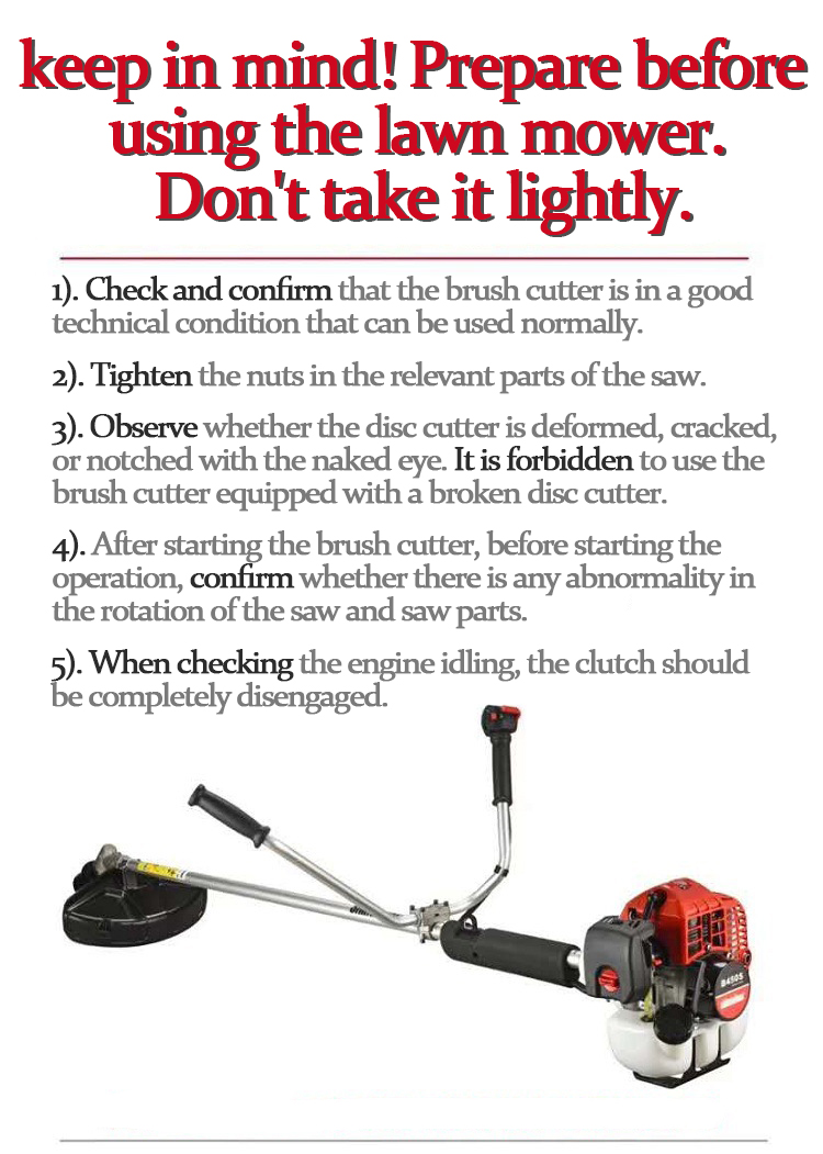 40.1 CC 2 Stroke Gasoline Brush Cutter B450 1650mm Pipe Length