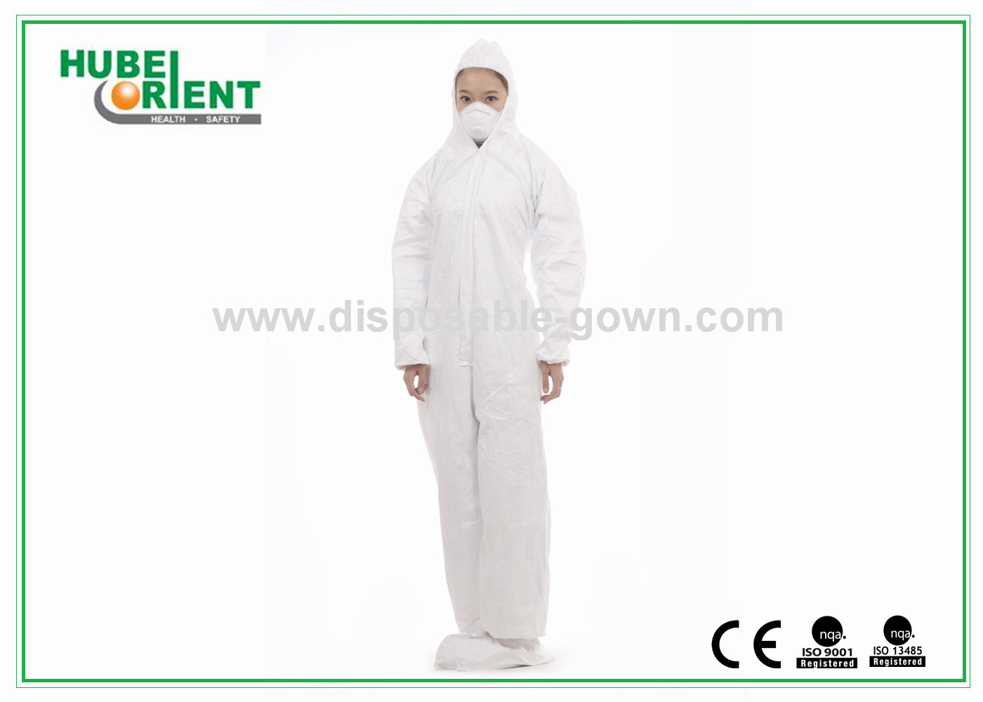 White Protective Disposable Coveralls With Both Hood And Feetcover For Protect Body From Pollution