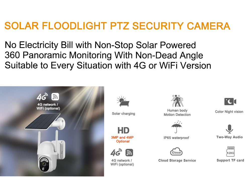 7800mAh Battery Solar CCTV Camera 3MP WiFi Wireless Outdoor Solar Spotlight Camera