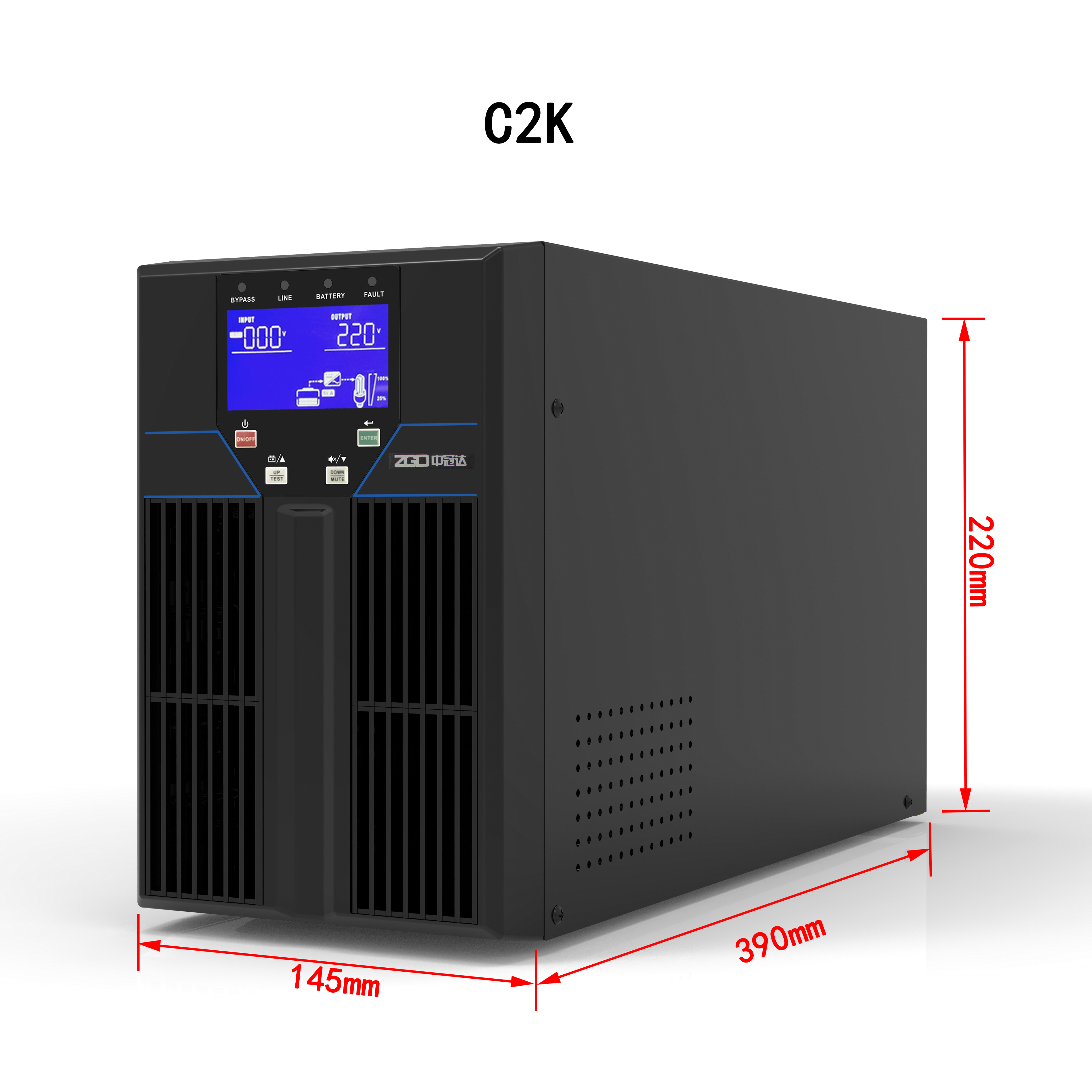 Double Conversion 2.4kW 3kva Smart Ups Data Center Ups System