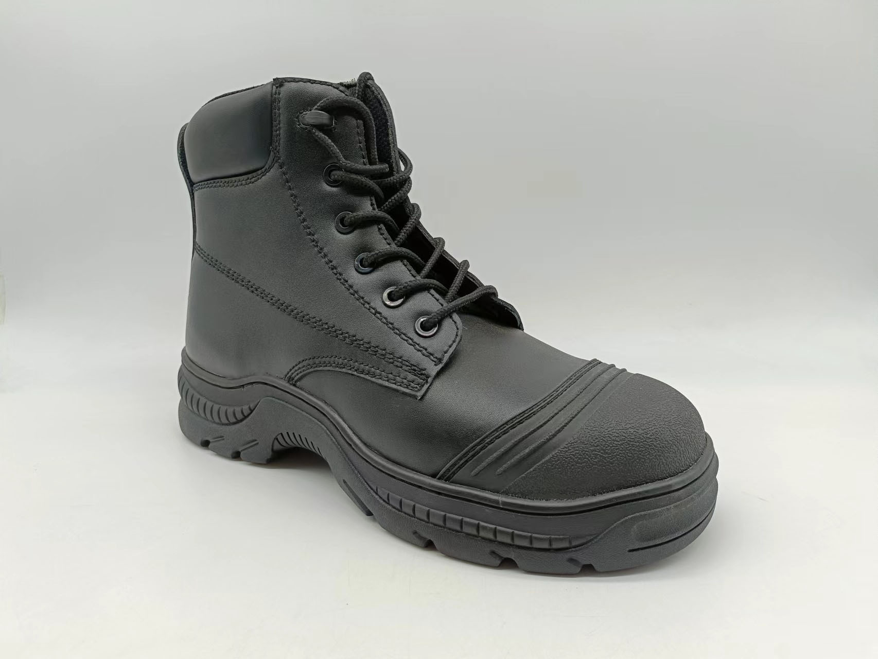 Breathable Leather Firefighting Boots Waterproof Lightweight Comfortable Work Shoes Black