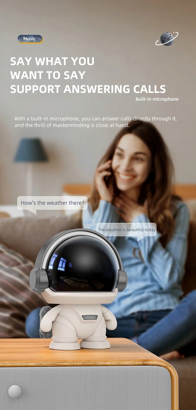 Experience Music in Style Astronaut BT5.0 Music Player for Home System Subwoofer