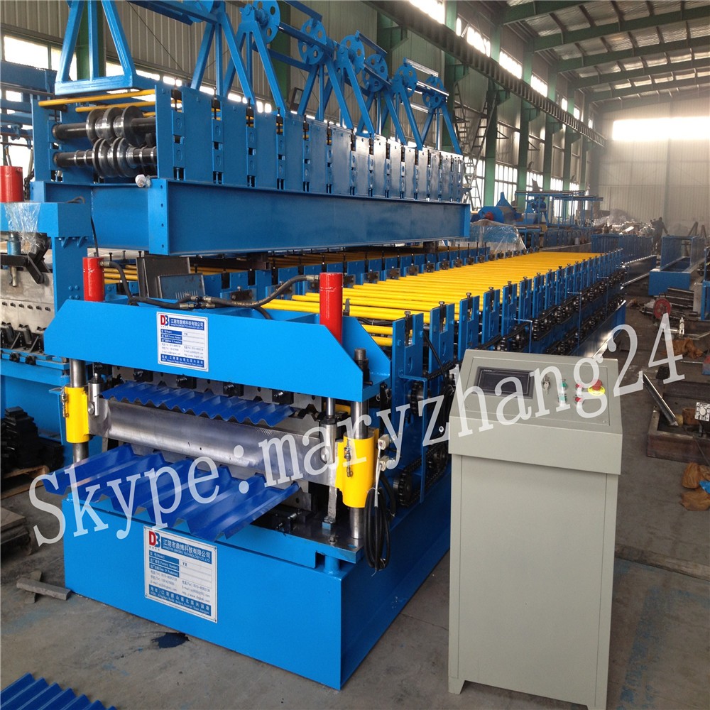 Roof use tile roll forming machine , roofing sheet double layer roll forming machine