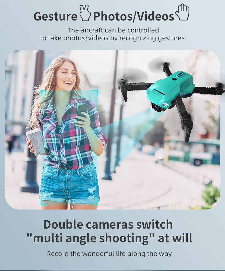 50M Dual Camera Battery Powered Drones WIFI FPV RC Drone For Beginner
