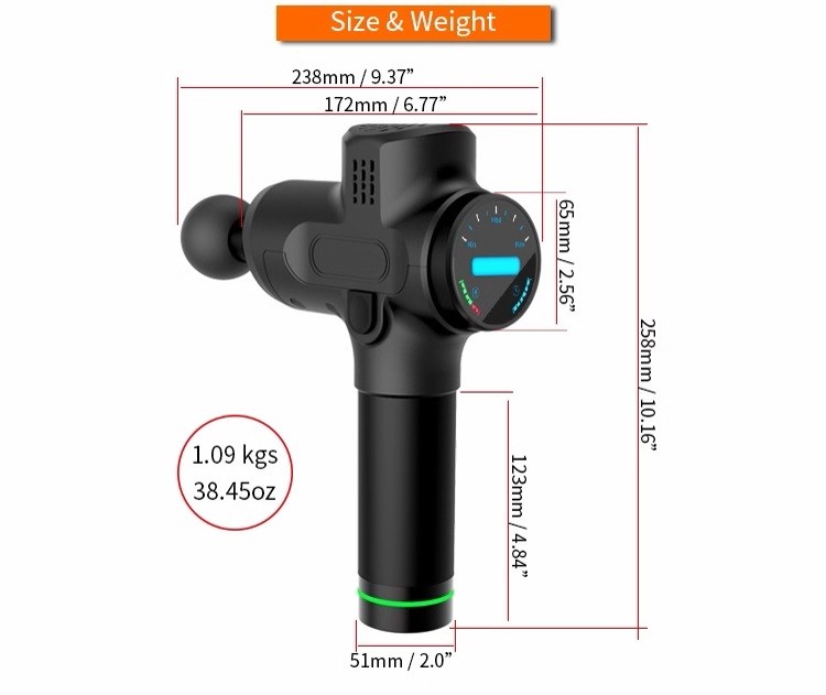 Heating Handheld Muscle Massager 2400mAh Pulse Deep Tissue Massage Gun