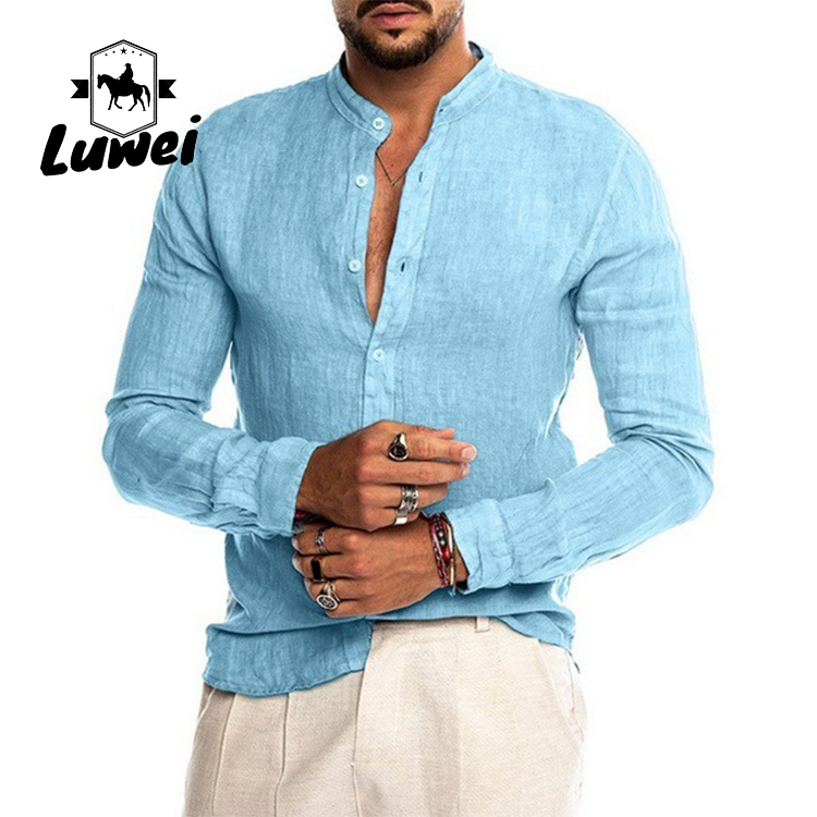 Casual Men Shirts Apparel Cotton Single Breasted Long Sleeve Print Shirts