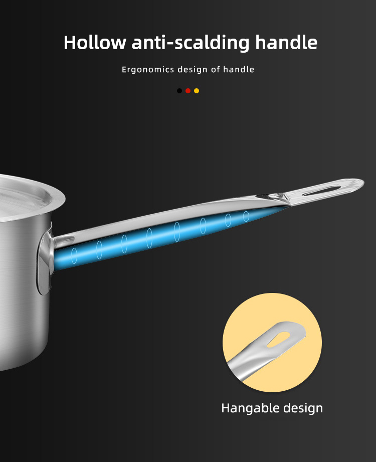 Kitchen Cooking Food Soup Stock Pot Straight Saucepan With SS Handle