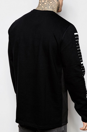 Custom Made Trendy Oversized T Shirts Long Sleeve Sheer Mesh Panel Print