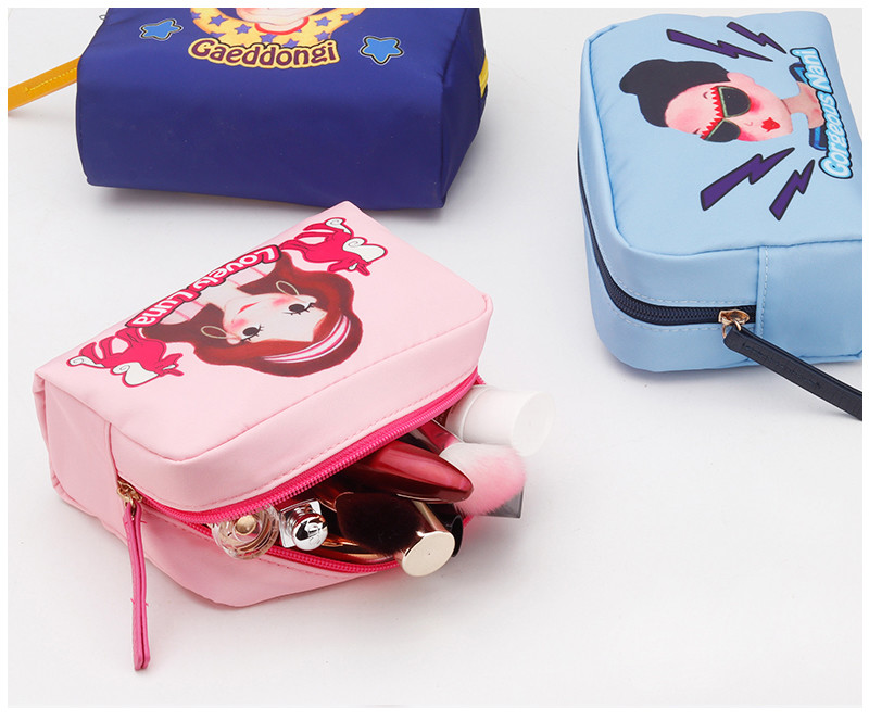 Student'S Zipper Closure Polyester Travel Makeup Pouch