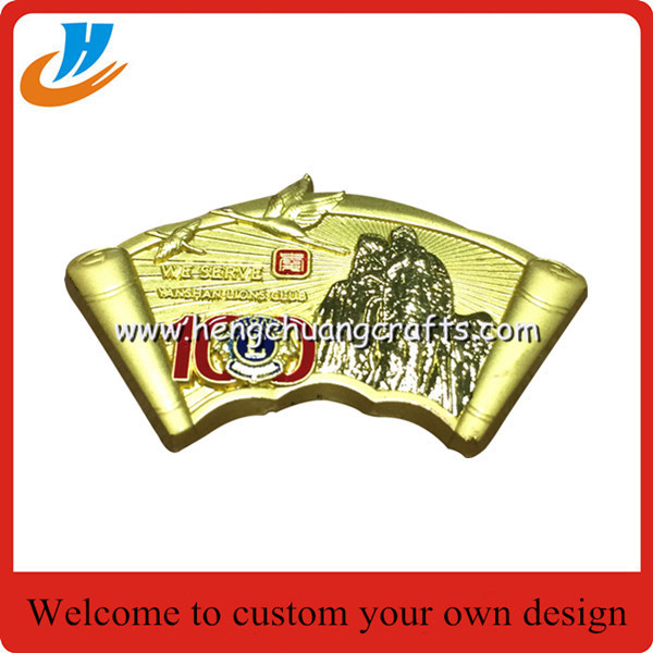 Enamel pin custom,wholesale metal badge lion club pins with matt gold plated