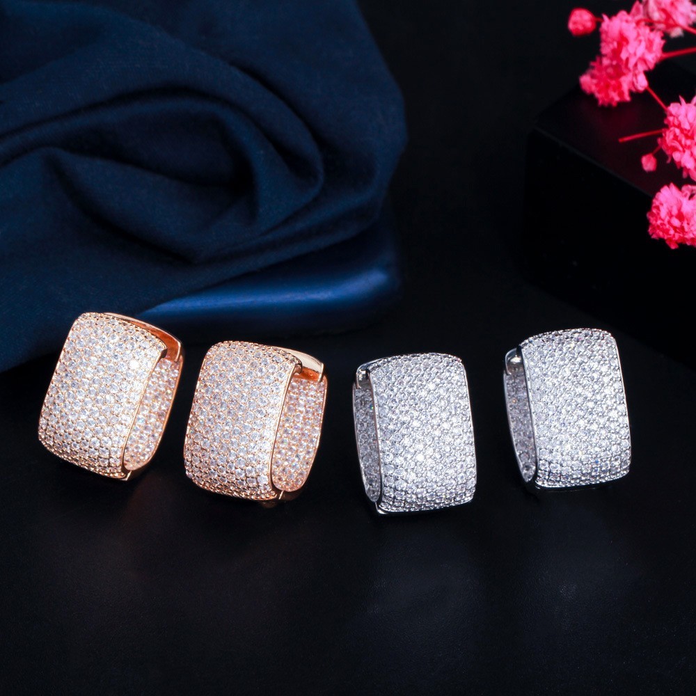 Fashion CZ earring jewelry 18k gold plating CZ diamond earrings necklace jewelry set
