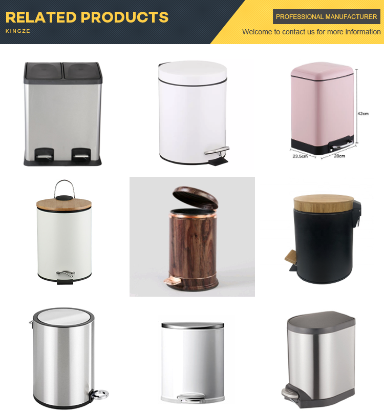 24L Three Compartment Foot Pedal Waste Bin Ashcan Stainless Steel Trash Can