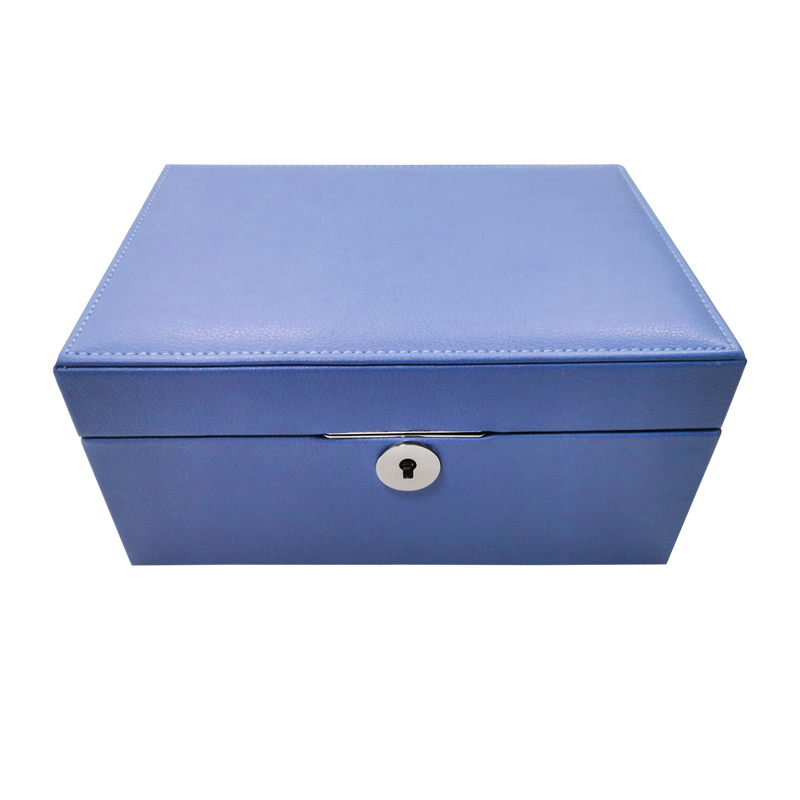 2Layer Leather Travel Jewelry Bracelet Organizer Lockable Jewellery Box Packaging With Mirror