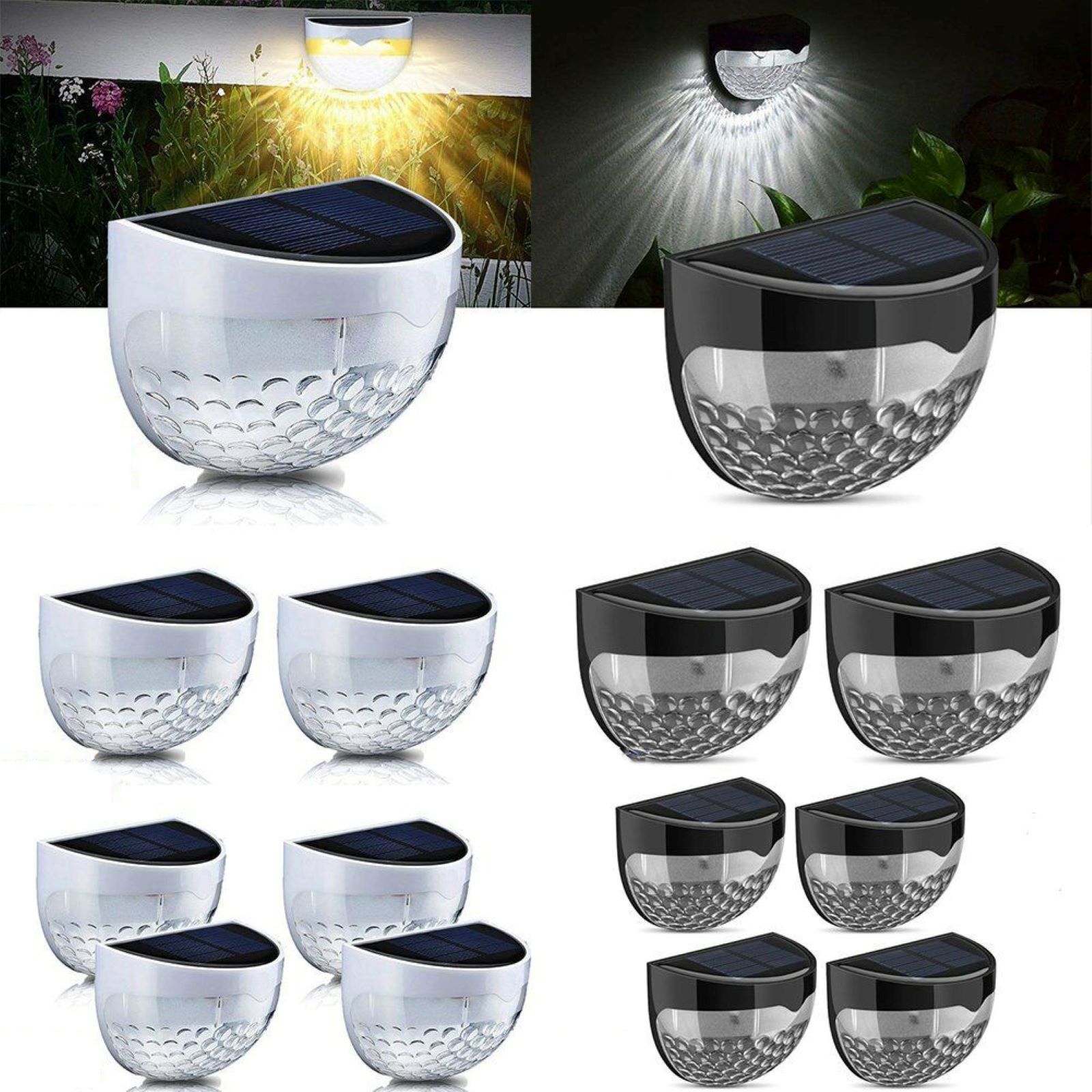 Good Price Waterproof LED Solar Wall Light 6 LEDs 6000k Light Sensor Outdoor Garden Lamp White