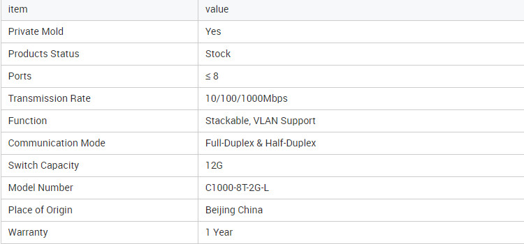 New Original 1000 Series 8x 10/100/1000 Ethernet ports network switch for C1000-8T-2G-L