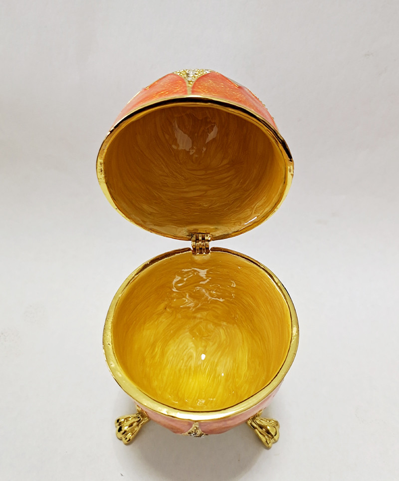 Luxury Faberge Easter Eggs Elegant Enamel jewlery box Crystal Egg Trinket box Jewelry Box Holder Easter Egg Collectible