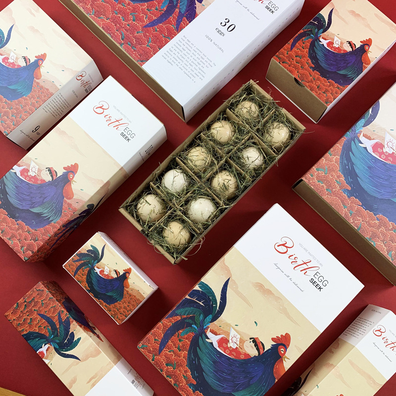 Customized Paper Egg Packaging Boxes for 12 Holes Stackable Chicken Ostrich Gift Drawer