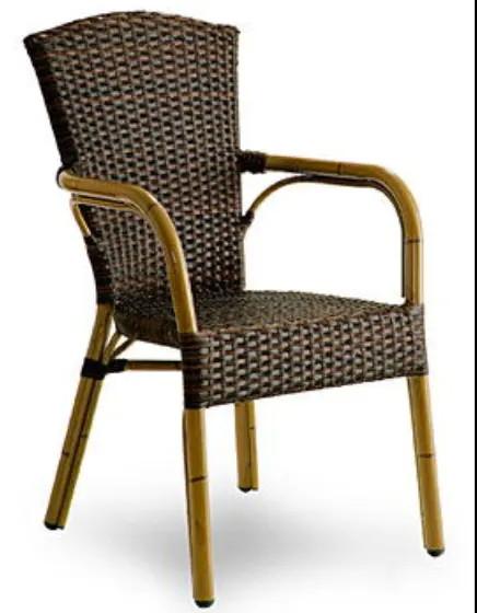 Aluminum Bamboo look Garden Rattan wicker Chair outdoor cafe chair plastic