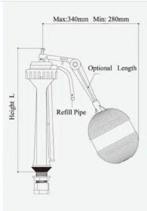 PP Blue-green 2 Step Valve Filling WC Toilet Fill Valve For Educational Institutions