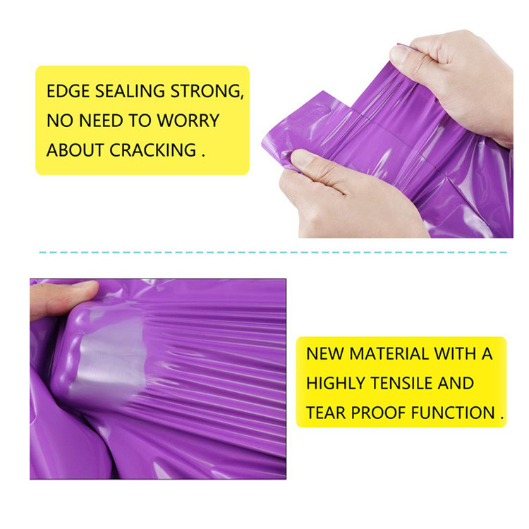 Low MOQ Purple 10x13 LDPE Poly Packaging Bag For Shipping Tear Proof