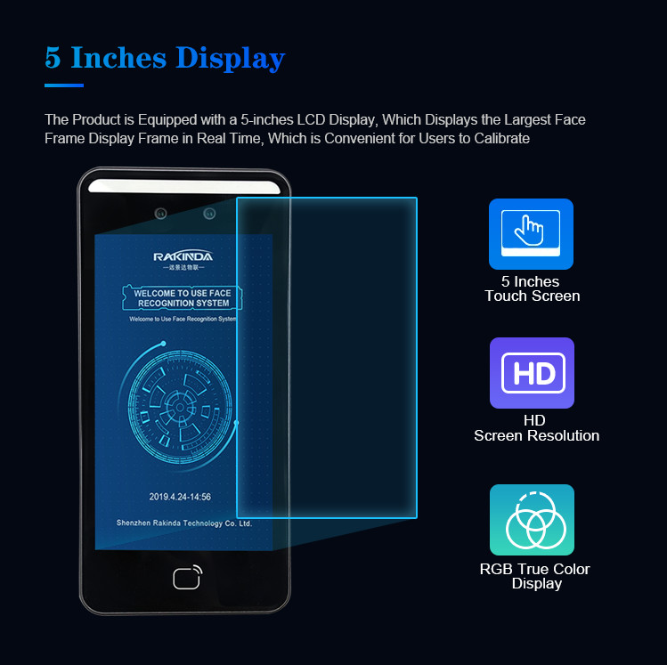 Rakinda F1 Android 9.0 5 Inch Face Recognition Device With Free Software