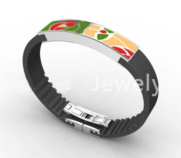 Top Quality Europe Fashion Stainless Steel Genuine Leather Silicone Bangle