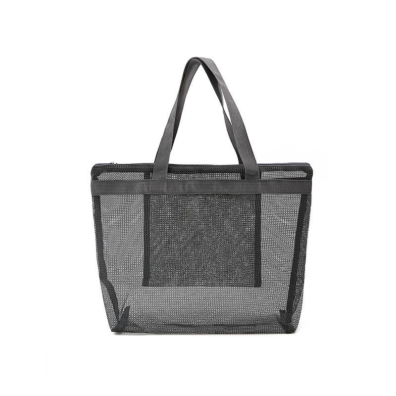Summer Vacation Hand Mesh Raffia Tote Bags Waterproof With Zipper