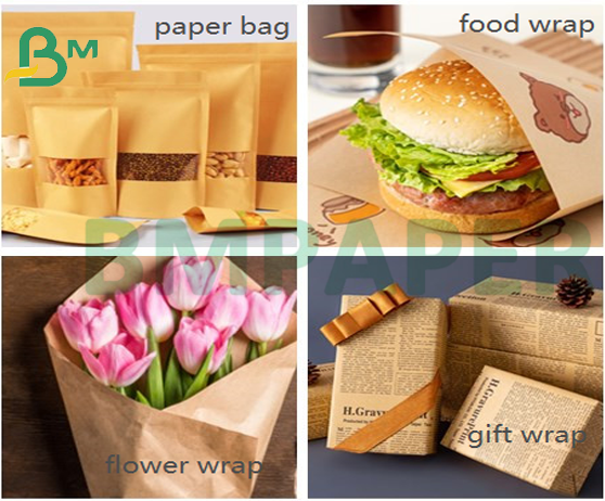 70grams 80grams Brown Kraft Paper Rolls 70cm 100cm Width For Flower Packaging