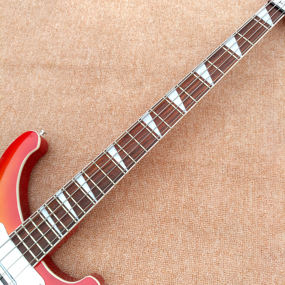 Top quality Rick 4003 model Ricken 4 strings Electric Bass guitar in Cherry burst color Chrome hardware, Free shipping