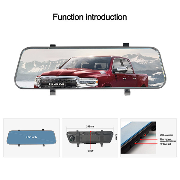10 Inch RV Wireless Backup Camera Mirror Rearview Dashcam AHD Receiver