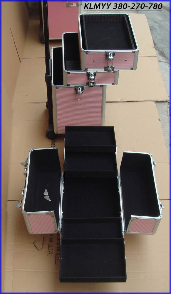 aluminum trolley vanity case with foldable drawers KLMYY380-270-780