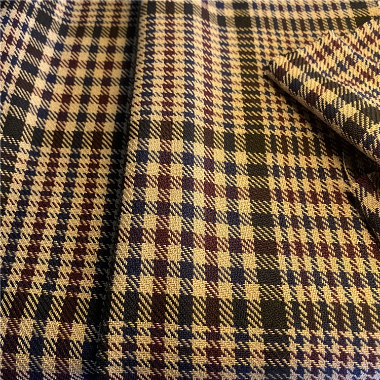 Colorful Heavyweight Twill Woven Poly / Rayon 65/35 Yarn Dyed TR Checks Fabric