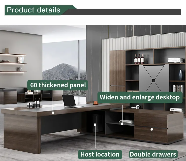 Commercial Furniture Wooden L shape Executive Office Desk for Boss Manager Director