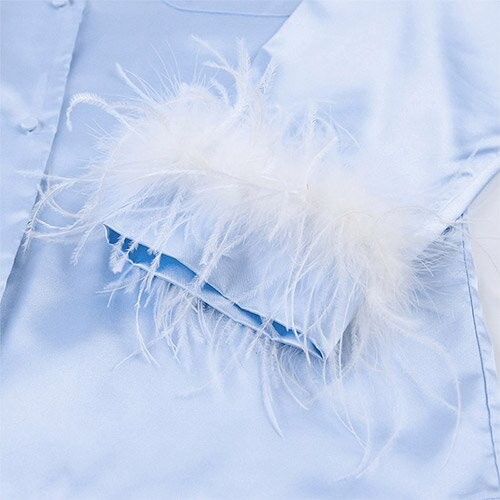 OEM maufactory Spring European And American Pajamas Silk Long Sleeved Pajamas Turn Over Neck