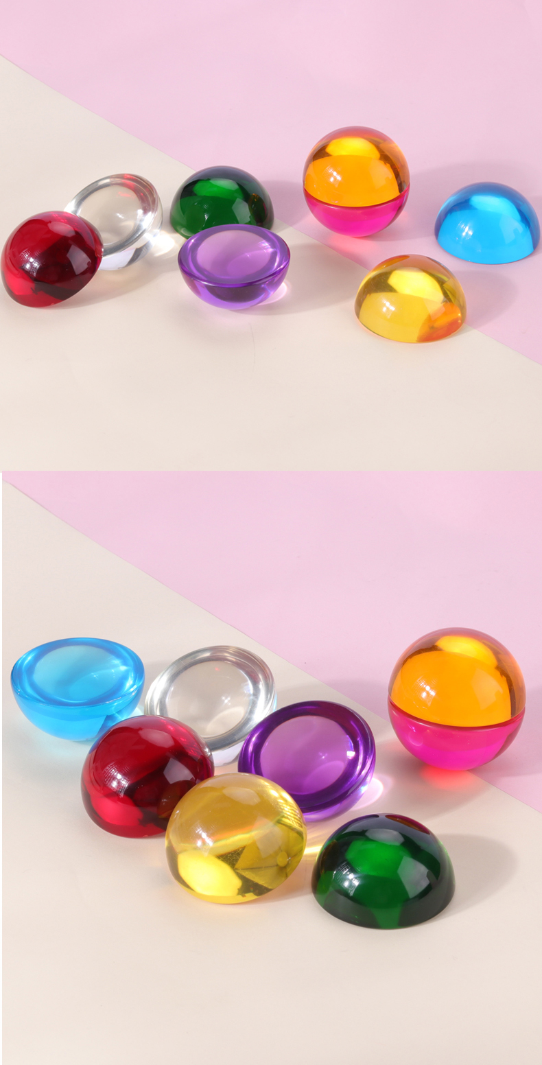 Custom acrylic resin colored solid dome hemisphere half ball for kids toy bricks building blocks