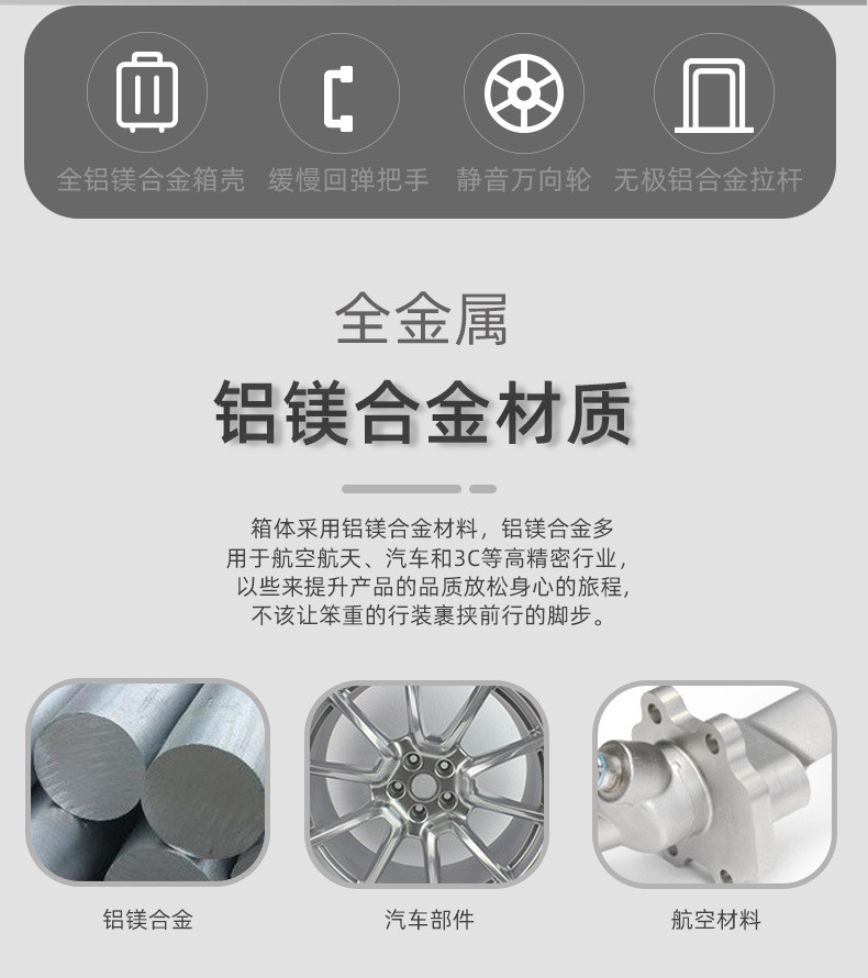 ALL-METAL SUITCASE ALL-ALUMINUM SUITCASE 20-INCH ALUMINUM-MAGNESIUM ALLOY TROLLEY BOX MULTI-WHEEL ALUMINUM FRAME SUITCAS