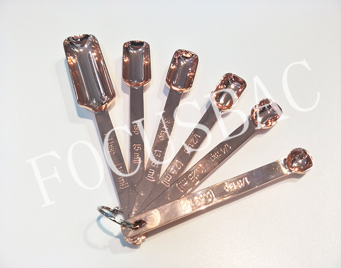 5pcs BPS Free stainless steel copper measuring cup and Spoons for daily use items