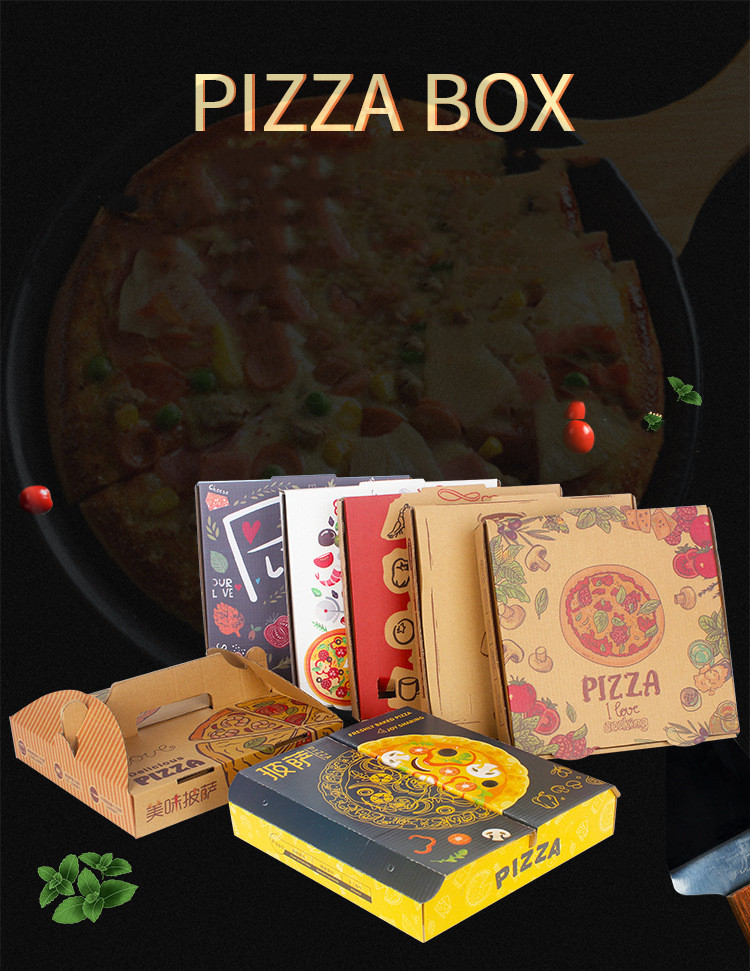 Biodegradable Kraft Paper Takeout Bulk Pizza Boxes 6 7 8 9 10 Inch Recycled Parcel