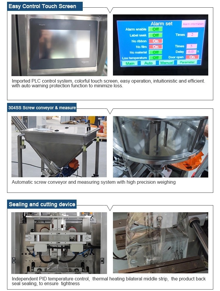 Automatic Vffs Barley Flour Powder Milk Powder Spices Powder Packaging Machine With PLC Control