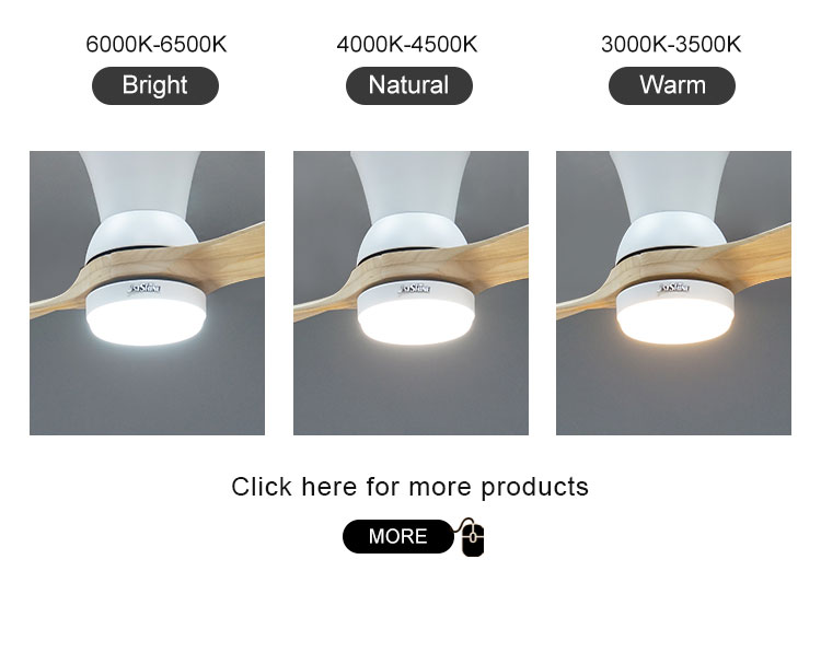 School Living Room LED Ceiling Fan 52 inch Support Dimmer Yes 3 Colors Natural Blades