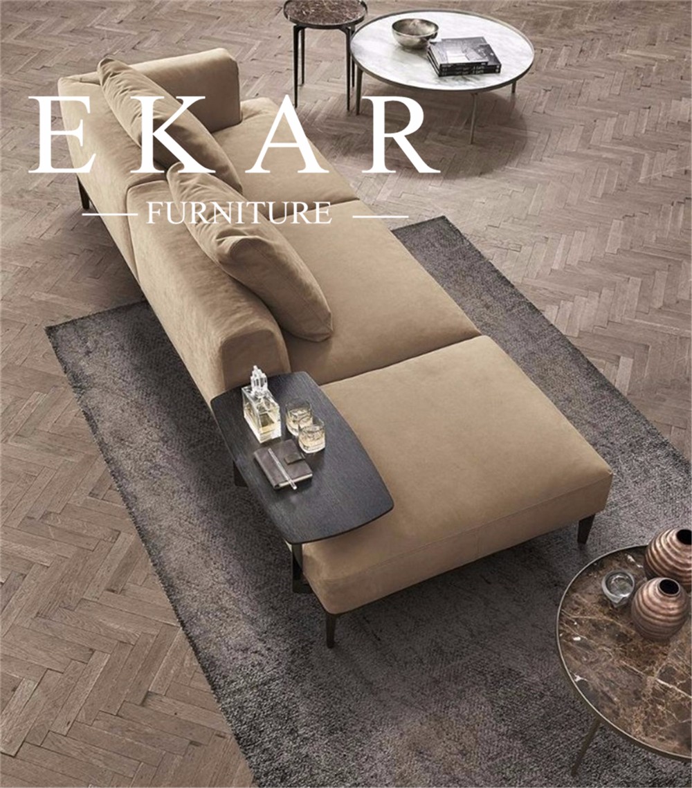 European Modern Style Living Room Furniture New Model Light-brown Leather Sofa Set Pictures