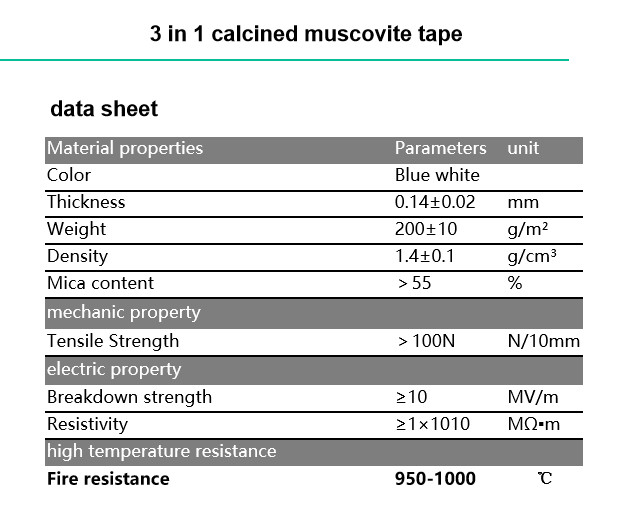 YT Mica / 3 in 1 calcined muscovite tape for cables & wires