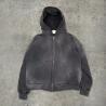 Buy cheap Gym Brown Acid Wash Fleece Zip Hoodie Streetwear Cotton Hoodie Blank Zip Up from wholesalers