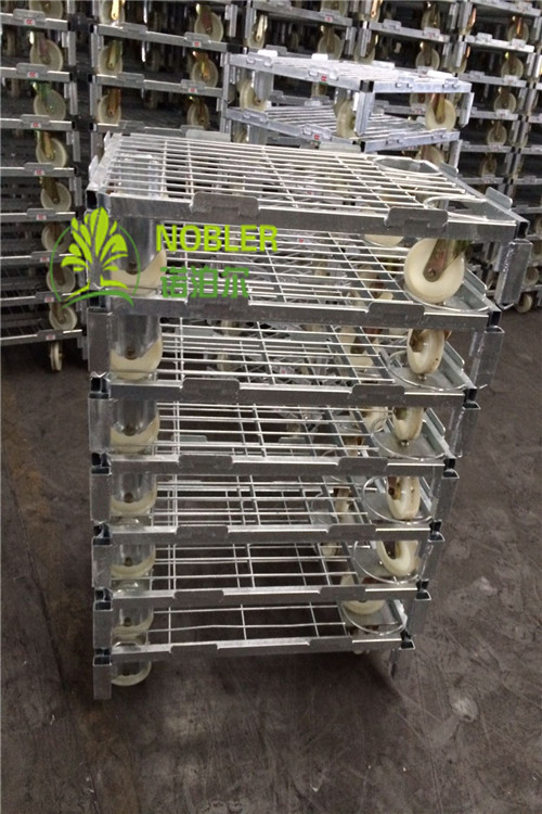 Metal Mesh Dutch Flower Trolley Seedling Cart With PP Wheel