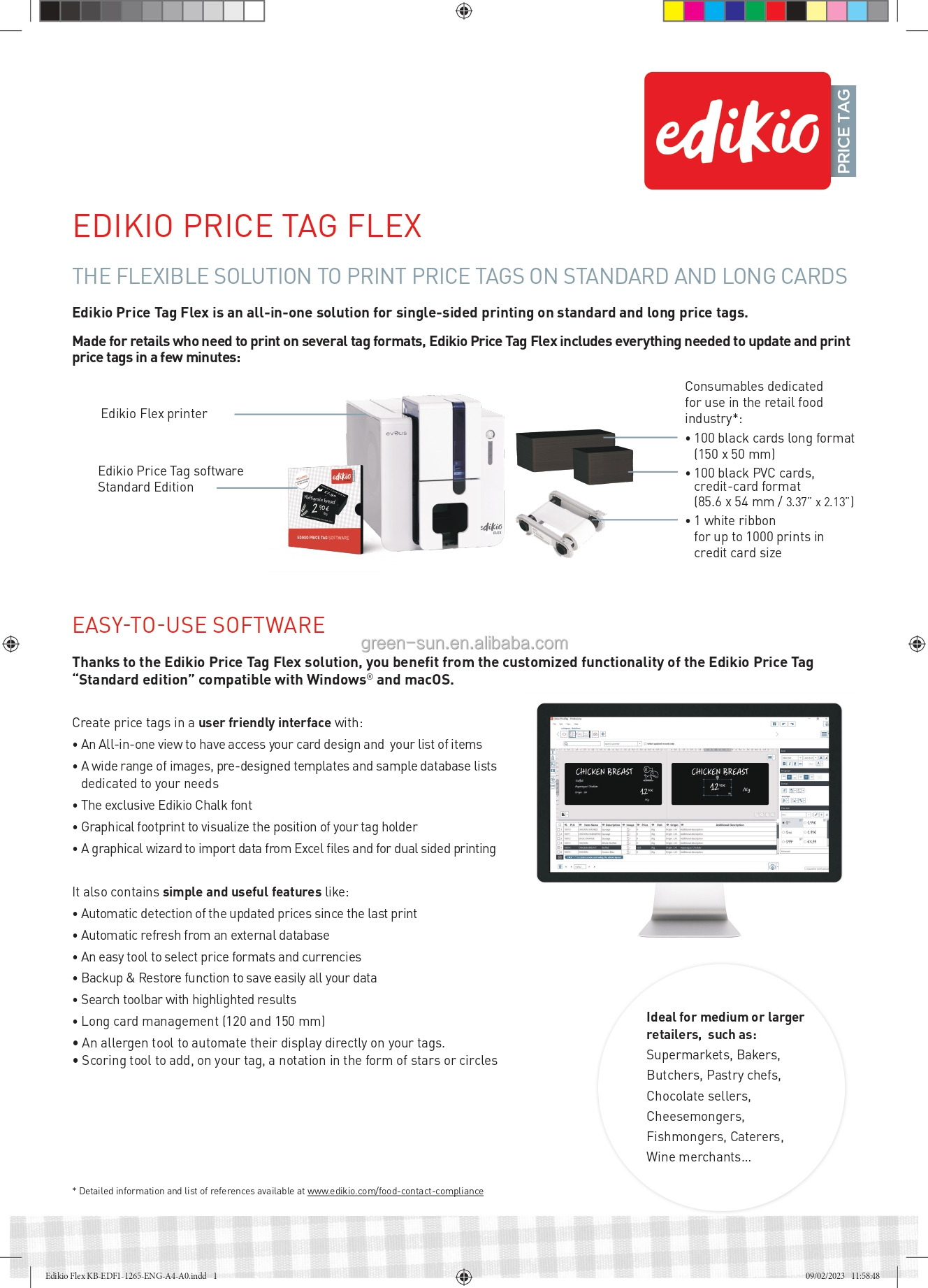 Evolis Edikio FLEX Single Sided 12 Dots/mm 300dpi USB Ethernet Tag Printer with 1-