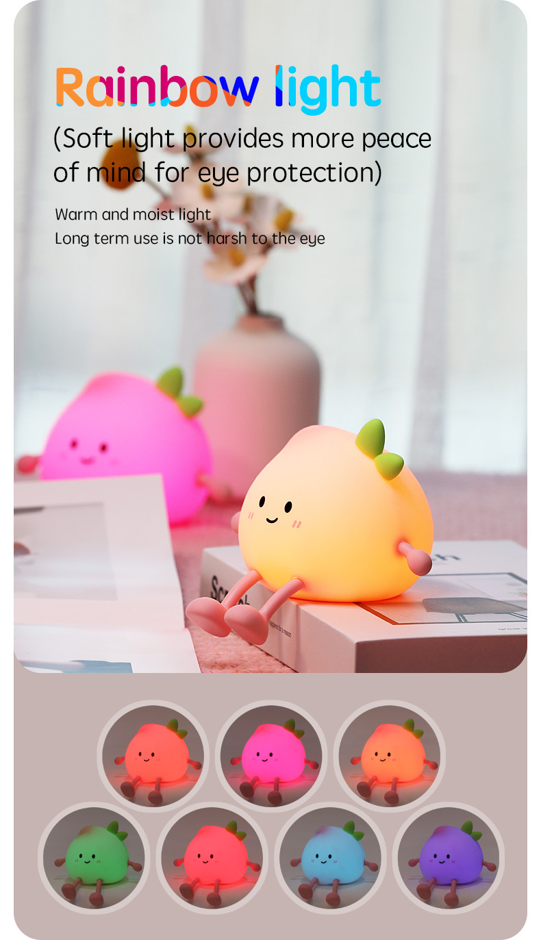 Holiday Gift Timed Sleep Relaxing Atmosphere Peach Silicone Night Lightpat Light