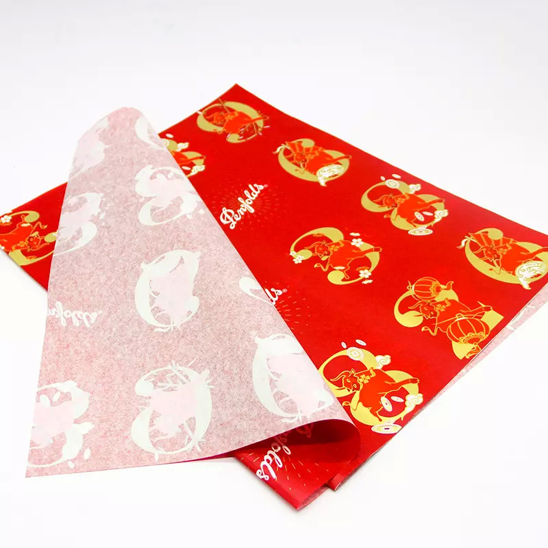 Christmas Gift Wrapping Packaging Red Tissue Paper Wrap With Gold Foil Printing Floral
