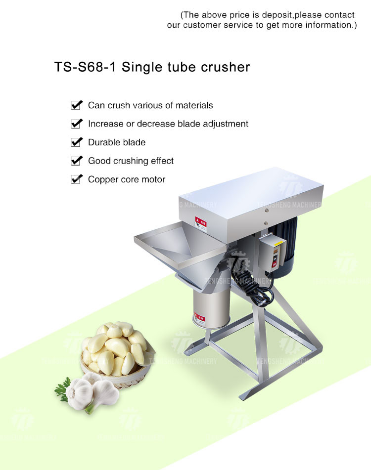 Silvery Single Tube Capsicum Potato Masher Machine , Ginger And Garlic Paste Making Machine